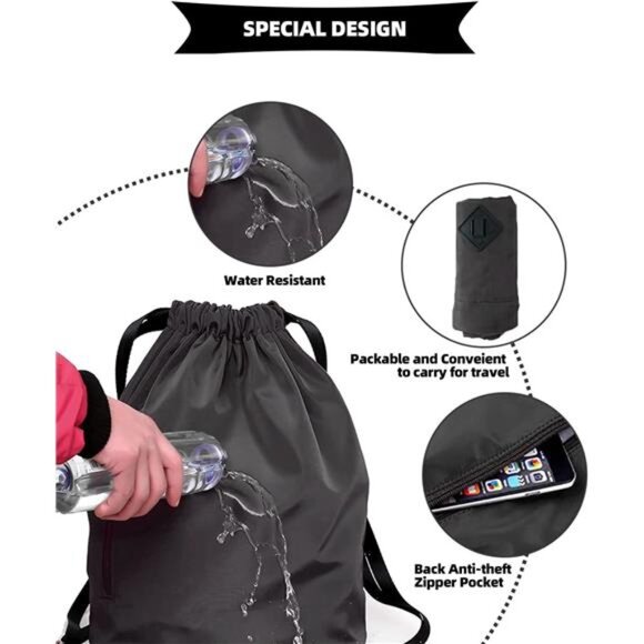 Waterproof Drawstring Sport Bag Lightweight Sackpack Backpack for Men and Women - Picture 4 of 8